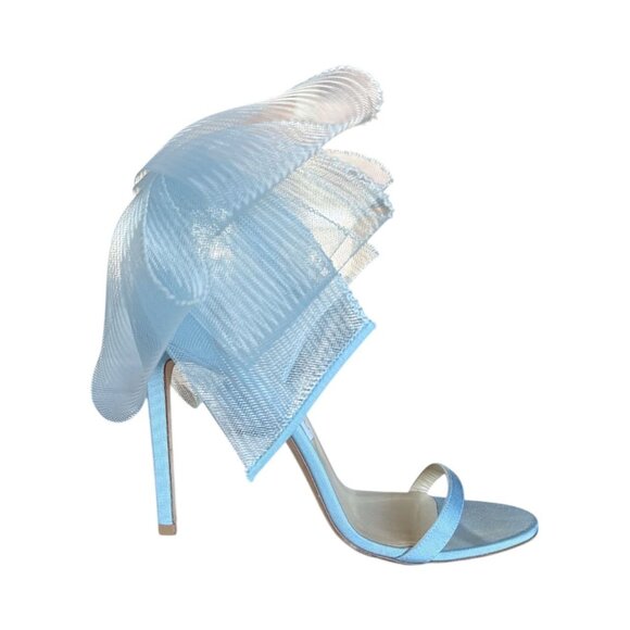 JIMMY CHOO Aveline Bow Sandals EU 39 US 9 Blue Wedding Bridal Heel - Picture 4 of 9